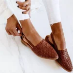 Women's Black Woven Flat Mules with Adjustable Slingback Strap - Stylish Summer Casual Shoes - Image 7