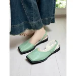 Women's Zebra Print Square Toe Flats with Ruched Back - Trendy Animal Pattern Date Shoes for Stylish Women - Image 4