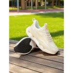 Women's Beige Air-Cushioned Sports Sneakers with Breathable Mesh Upper, Shock-Absorbing Sole for Running, Fitness and Casual Wear - Image 3