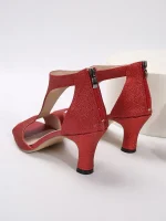 Women's Heels Daily Summer Kitten Heel Open Toe Fashion Suede Sparkling Glitter Zipper Silver Black / Gold Black - Image 4