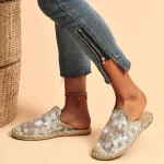Women's Floral Mesh Slip-On Espadrilles with Embroidered Lace and Braided Sole, Breathable Summer Mules for Beach, Travel, and Casual Outfits - Image 3