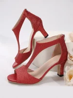 Women's Heels Daily Summer Kitten Heel Open Toe Fashion Suede Sparkling Glitter Zipper Silver Black / Gold Black - Image 2