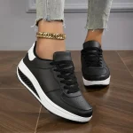 Women's Platform Sneakers – Stylish White Lace-Up Shoes with Air Cushion for Walking & Casual Wear - Image 3