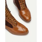 Women's Burgundy Faux Suede and Black Faux Leather Knee-High Lace-Up Boots – Vintage-Inspired Design with Double Buckle Straps, Perfect for Casual and Formal Wear - Image 6