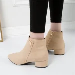 Women's Red Ankle Boots – Pointed Toe Faux Leather Block Heel Booties with Side Zipper for Office, Casual and Fall Winter Outfits - Image 5
