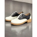 Women's 1920s Retro Two-Tone Brogue Oxford Shoes, Lace-Up Vintage Flat Faux Leather Shoes for Daily Wear and Gatsby Inspired Outfits - Image 2