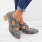 Women's Retro Cutout Oxford Heels – Vintage Mary Jane Shoes for Daily Wear & Office Style - Image 7