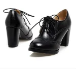 Women's Vintage Oxford Heels – Lace-Up Brogue Chunky Heel Dress Shoes for Work, Office, and Casual Wear - Image 4