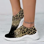Women's Leopard Print Slip-On Sneakers - Casual Chunky Platform Shoes with Lightweight Sole for Daily Wear and Walking - Image 3