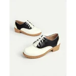 Women's 1920s Retro Two-Tone Brogue Oxford Shoes, Lace-Up Vintage Flat Faux Leather Shoes for Daily Wear and Gatsby Inspired Outfits - Image 4