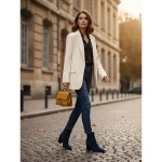 Women's Blue Suede Ankle Boots – Stylish Block Heel Short Booties with Side Zipper for Casual Fall and Winter Outfits - Image 6