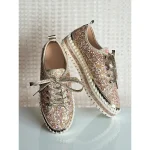 Women's Glitter Lace-Up Platform Sneakers - Sparkly Sequin Casual Shoes for Nightlife, Parties and Club Outfits - Image 5