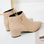 Women's Red Ankle Boots – Pointed Toe Faux Leather Block Heel Booties with Side Zipper for Office, Casual and Fall Winter Outfits - Image 6