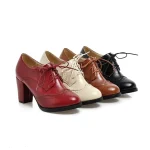 Women's Vintage Oxford Heels – Lace-Up Brogue Chunky Heel Dress Shoes for Work, Office, and Casual Wear - Image 6