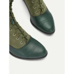 Women's Victorian Vintage Green Lace-Up Boots with Scalloped Trim and Brogue Detailing - Elegant High Heel Shoes for Cosplay, Steampunk, and Retro Outfits - Image 7