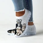 Women's Cute Cat Print Sneakers – Cozy Slip-On Shoes with Adorable Kitten Design for Everyday Casual Wear - Image 2