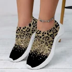 Women's Leopard Print Slip-On Sneakers - Casual Chunky Platform Shoes with Lightweight Sole for Daily Wear and Walking - Image 2