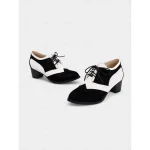 Women's Two-Tone Black and White Oxford Heels with Brogue Detailing – 1950s Vintage Lace-Up Dress Shoes for Daily Wear, Spring Outfits, and Retro-Inspired Looks - Image 5