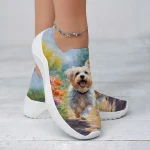 Women's Sneakers Slip-Ons Print Shoes Animal Print Plus Size Outdoor Daily Dog 3D Flat Heel Fashion Casual Tissage Volant Green - Image 3