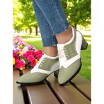 Women's Two-Tone Black and White Oxford Heels with Brogue Detailing – 1950s Vintage Lace-Up Dress Shoes for Daily Wear, Spring Outfits, and Retro-Inspired Looks - Image 8