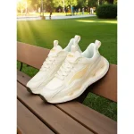 Women's Beige Air-Cushioned Sports Sneakers with Breathable Mesh Upper, Shock-Absorbing Sole for Running, Fitness and Casual Wear - Image 4