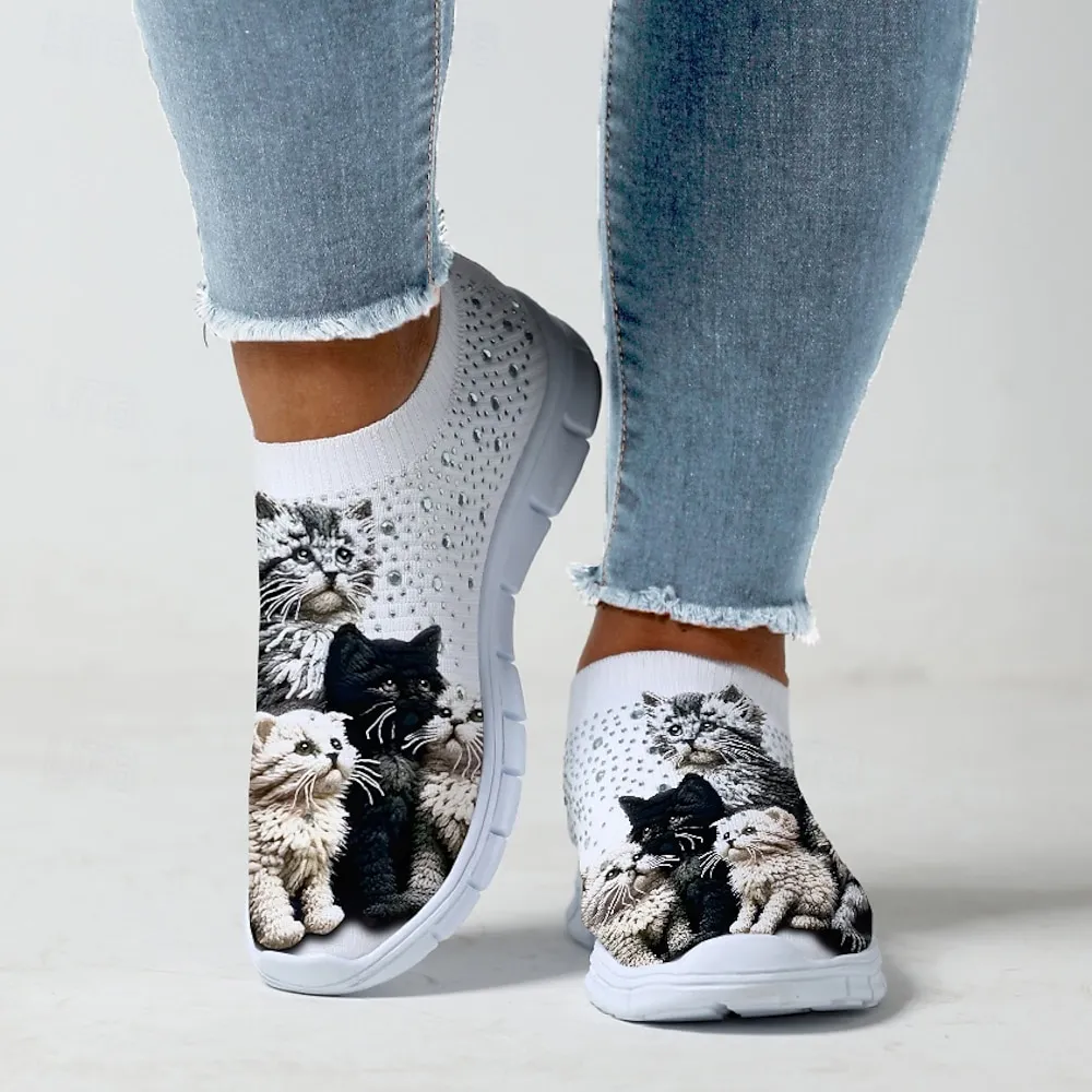 plqrsz1729913801038.webp Women's Cute Cat Print Sneakers – Cozy Slip-On Shoes with Adorable Kitten Design for Everyday Casual Wear - Image 1