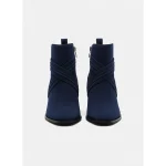 Women's Blue Suede Ankle Boots – Stylish Block Heel Short Booties with Side Zipper for Casual Fall and Winter Outfits - Image 3