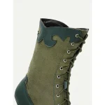 Women's Victorian Vintage Green Lace-Up Boots with Scalloped Trim and Brogue Detailing - Elegant High Heel Shoes for Cosplay, Steampunk, and Retro Outfits - Image 8