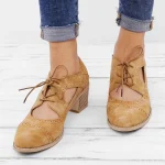 Women's Retro Cutout Oxford Heels – Vintage Mary Jane Shoes for Daily Wear & Office Style - Image 3