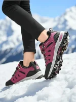 Women's Rose Pink Waterproof Hiking Sneakers with Anti-Slip Outsole, Warm Outdoor Trail Shoes for Trekking, Walking & Winter Travel - Image 4