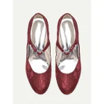 Women's Burgundy Lace Mary Jane Heels with Kitten Heel and Rhinestone Buckle - 1920s Elegant Retro Shoes for Ladies, Ideal for Weddings, Dance Parties & Formal Occasions - Image 5