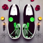 Women's Purple Flyknit Sneakers – Halloween Black Cat Print Lightweight Walking Shoes for Casual Outdoor Wear - Image 8