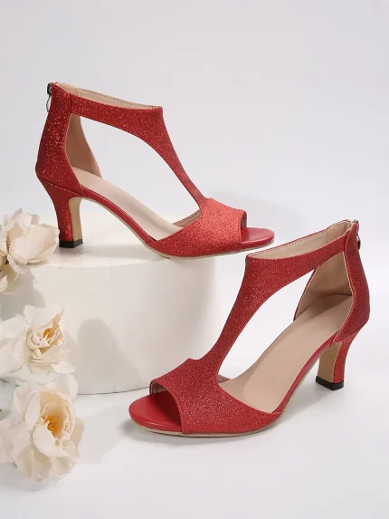 Women's Heels Daily Summer Kitten Heel Open Toe Fashion Suede Sparkling Glitter Zipper Silver Black / Gold Black