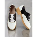 Women's 1920s Retro Two-Tone Brogue Oxford Shoes, Lace-Up Vintage Flat Faux Leather Shoes for Daily Wear and Gatsby Inspired Outfits - Image 3