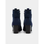 Women's Blue Suede Ankle Boots – Stylish Block Heel Short Booties with Side Zipper for Casual Fall and Winter Outfits - Image 5