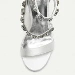 Women's Navy Satin Bridal Stiletto Heels with Rhinestone Embellishments - Elegant Wedding Shoes for Formal and Cocktail Occasions - Image 5