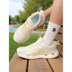 Women's Beige Air-Cushioned Sports Sneakers with Breathable Mesh Upper, Shock-Absorbing Sole for Running, Fitness and Casual Wear - Image 2
