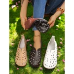 Women's White Laser-Cut Barefoot Slip-Ons - Breathable and Lightweight Casual Wide Fit Shoes, Great for Summer Days - Image 5