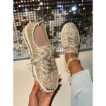 Women's Glitter Lace-Up Platform Sneakers - Sparkly Sequin Casual Shoes for Nightlife, Parties and Club Outfits - Image 4