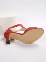 Women's Heels Daily Summer Kitten Heel Open Toe Fashion Suede Sparkling Glitter Zipper Silver Black / Gold Black - Image 3