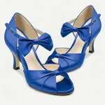 Green Satin Open-Toe High Heel Sandals with Bow Detail for Women - Elegant Wedding or Evening Shoes - Image 5