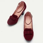 Women's Green Suede Mary Jane Heels with Bow Detail - Vintage-Inspired Platform Shoes for Special Occasions - Image 6