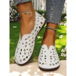 Women's White Laser-Cut Barefoot Slip-Ons - Breathable and Lightweight Casual Wide Fit Shoes, Great for Summer Days - Image 2