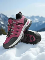 Women's Rose Pink Waterproof Hiking Sneakers with Anti-Slip Outsole, Warm Outdoor Trail Shoes for Trekking, Walking & Winter Travel - Image 2