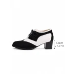 Women's Two-Tone Black and White Oxford Heels with Brogue Detailing – 1950s Vintage Lace-Up Dress Shoes for Daily Wear, Spring Outfits, and Retro-Inspired Looks - Image 6