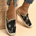 Women's Floral Mesh Slip-On Espadrilles with Embroidered Lace and Braided Sole, Breathable Summer Mules for Beach, Travel, and Casual Outfits - Image 5