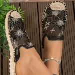 Women's Floral Mesh Slip-On Espadrilles with Embroidered Lace and Braided Sole, Breathable Summer Mules for Beach, Travel, and Casual Outfits - Image 7